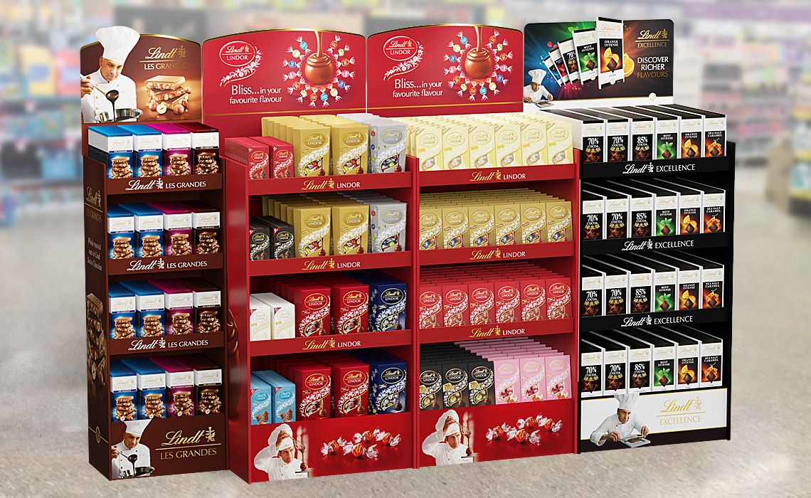 Lindt retail display artwork and render